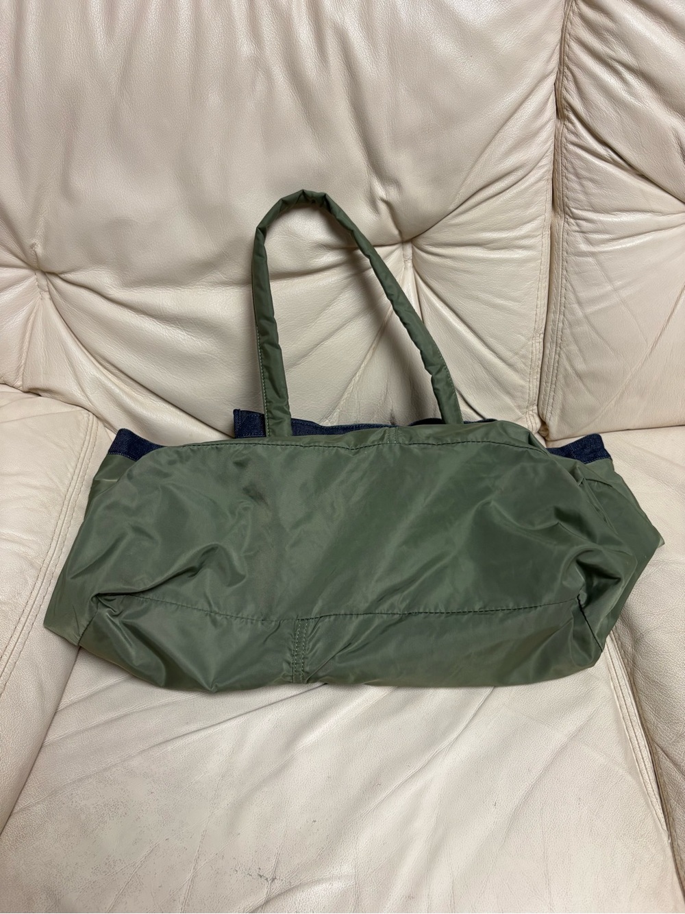 SACAI x APC Large Denim Tote Bag Reversible Green Nylon Bomber Jacket Style - Picture 7 of 13